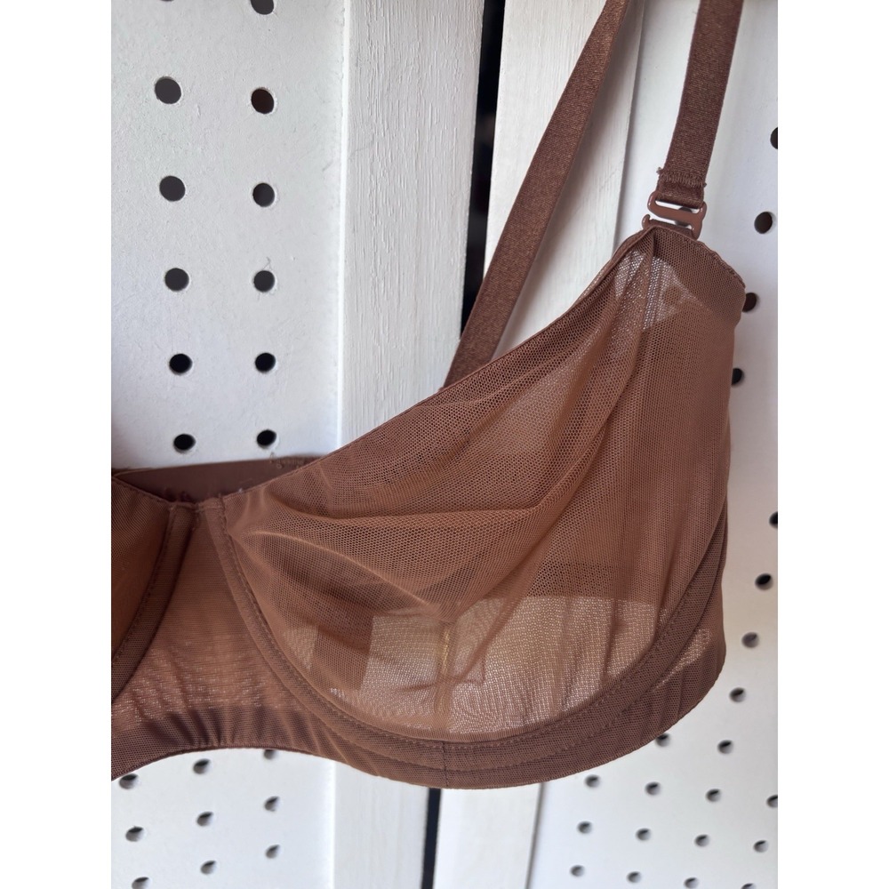 SKIMS Ultra Fine Mesh Underwire Bra Brown Women's 34DD Adjustable Straps - Picture 3 of 10